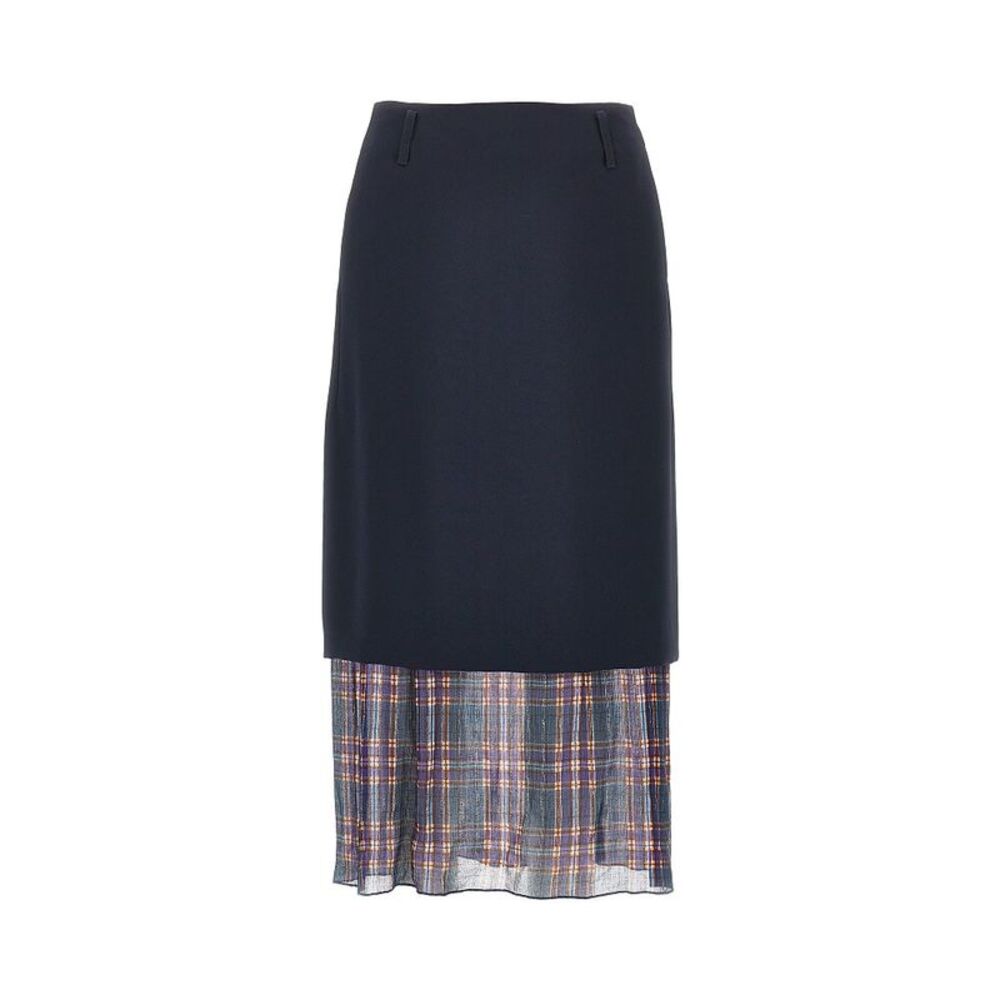 Dries Van Noten Women Cady Midi Skirt With Check Insert